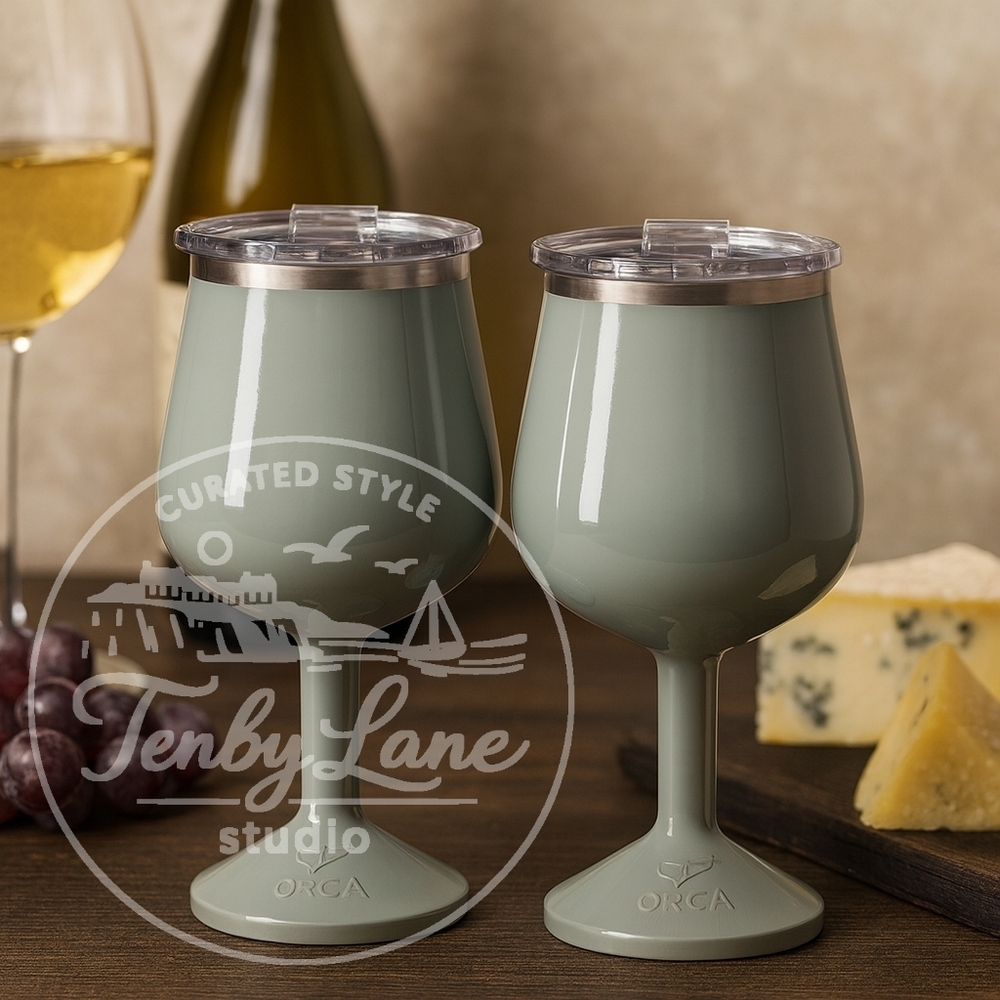 ORCA Vino Sage 2 Pack 15oz Insulated Stainless Steel Wine‎ Cups w/ Lids